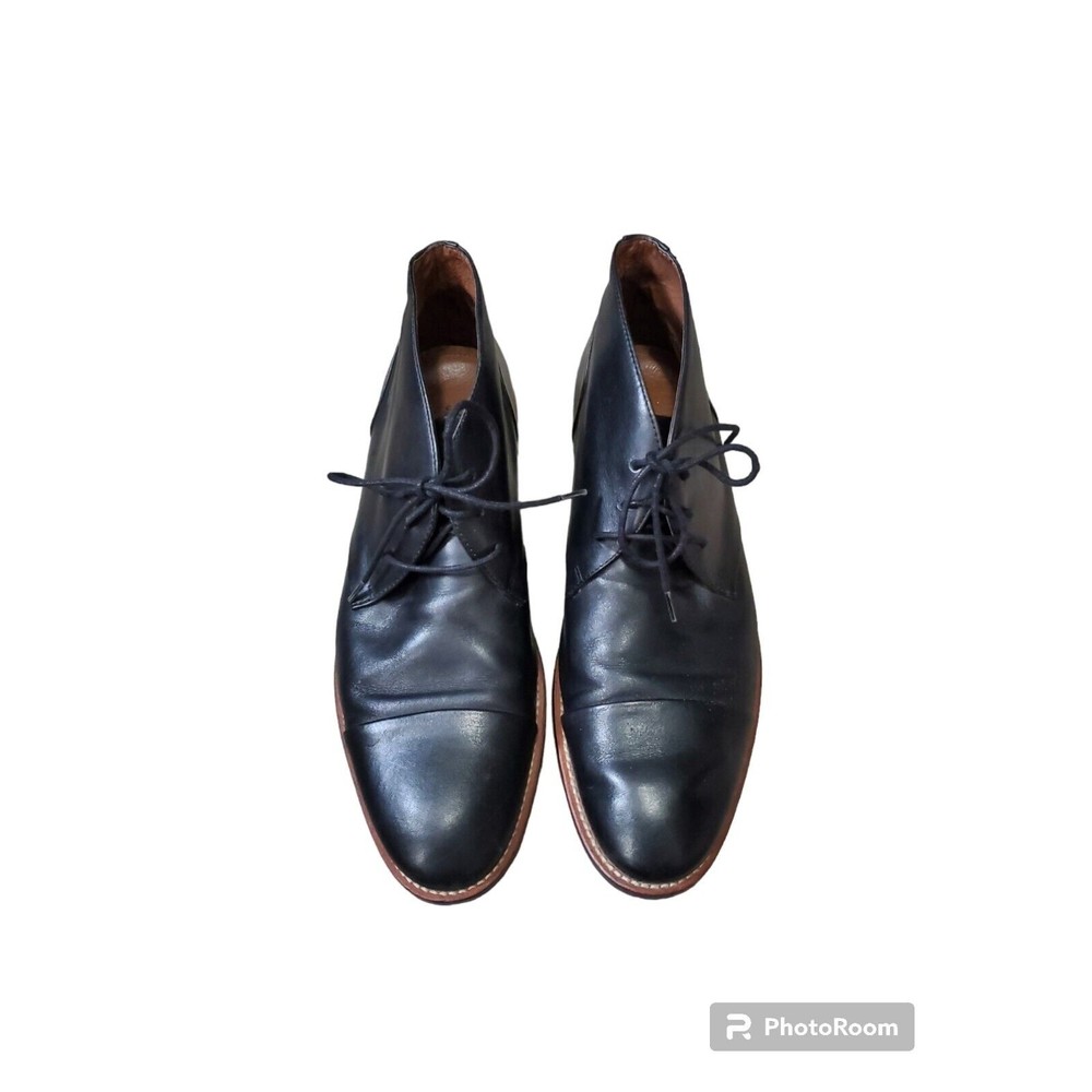 Johnston&Murphy Men Shoes Black 9.5 M Leather Gregory Casual Lace Up Chukka Boot